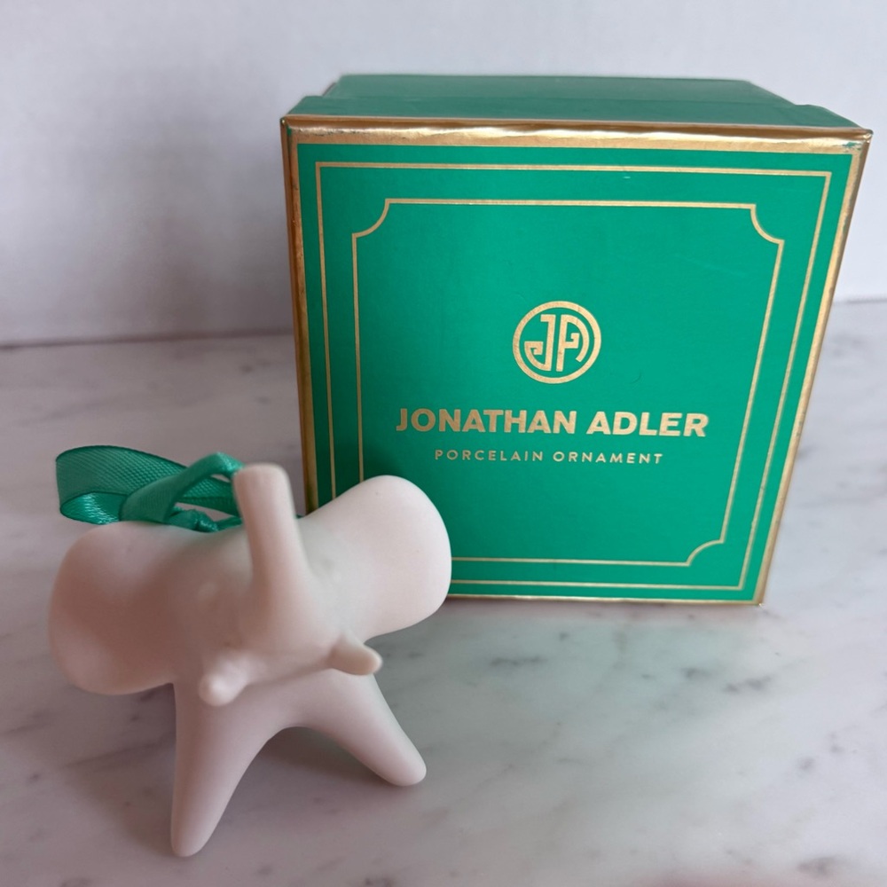 Jonathan Adler White Matte Porcelain Elephant Christmas Ornament